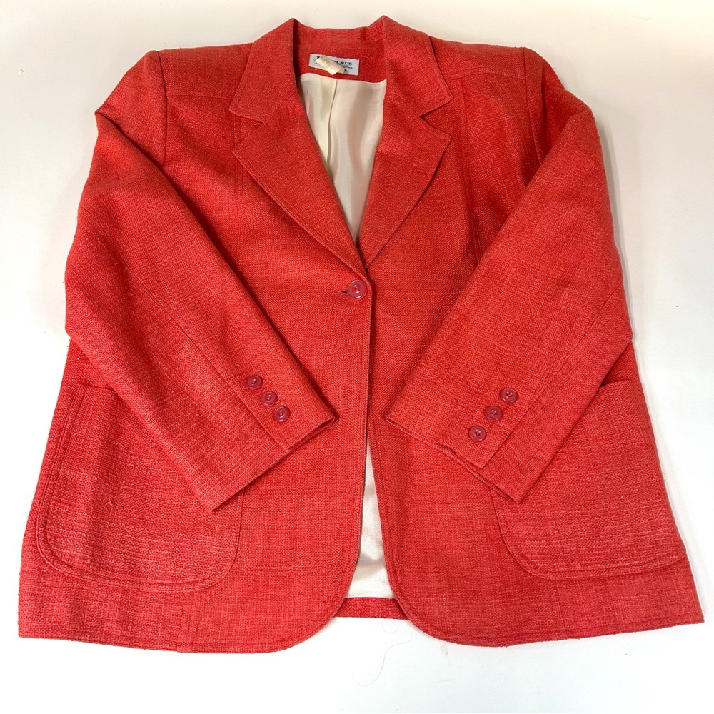 Vintage Da Rue Of California Women’s 14P 100% Silk Blazer Button Pink #2080